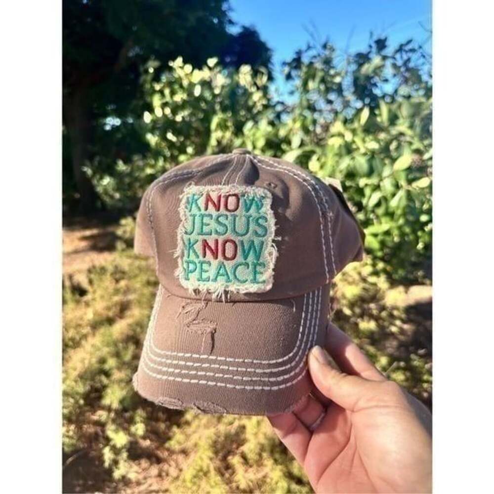 Know Jesus Know Peace Distressed Hat